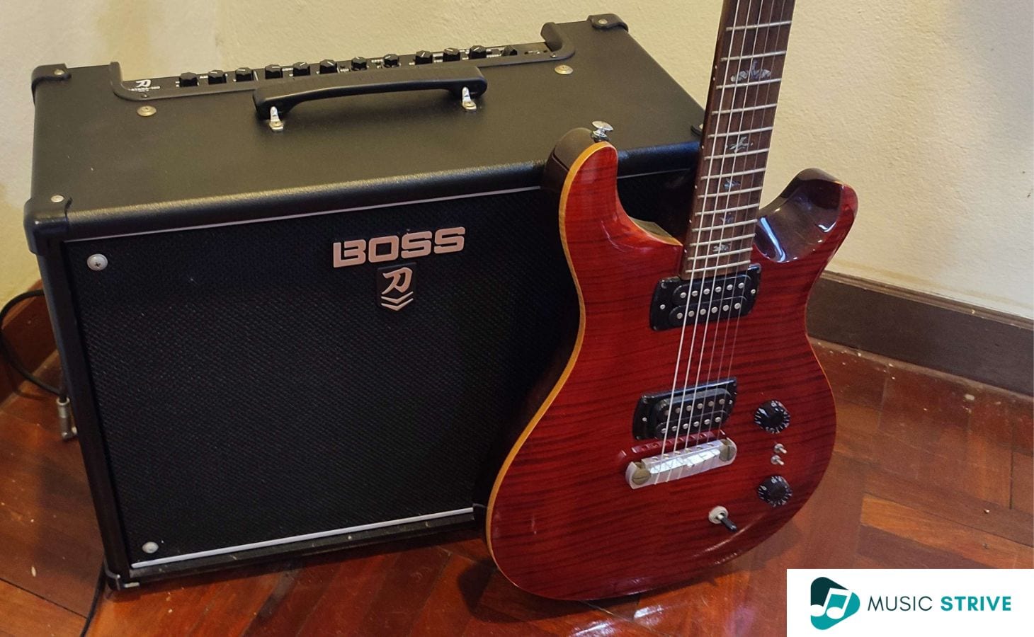Boss Katana 100 Mk2 Next to a PRS Guitar